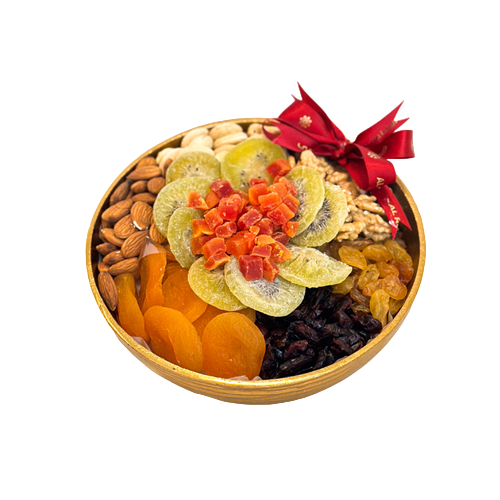 Raw Nuts &amp; Dried Fruits Golden Bowl 